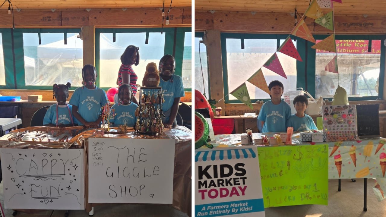 default-638 Kids booth at a farmer's market.